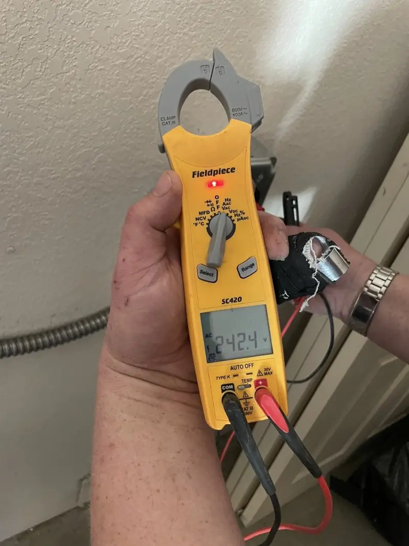 Voltage testing with clamp meter during Generator Installation in Slatington